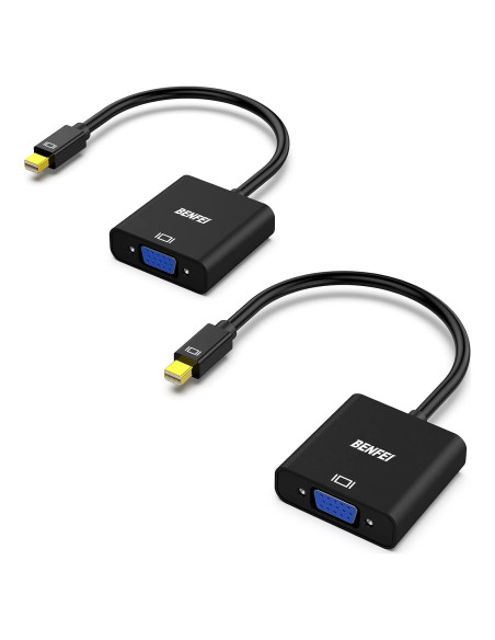 Adaptador Mini DisplayPort a VGA BENFEI 2 Paquete 1920x1200 Adaptador Mini DisplayPort a VGA BENFEI 2 Paquete 1920x1200