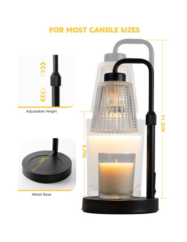 Lámpara Calentadora de Velas GODONLIF Negra con Temporizador 50W