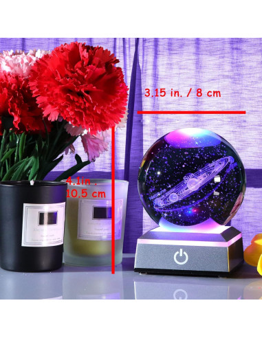 Bola de Cristal K9 80mm Sistema Solar con Base LED Ornalrist