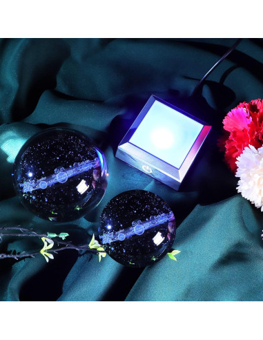 Bola de Cristal K9 80mm Sistema Solar con Base LED Ornalrist