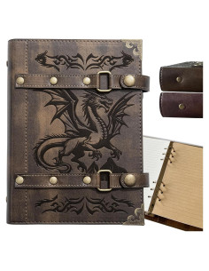 Diario Recargable de Cuero DUROTAN A5 400 Páginas Dragón