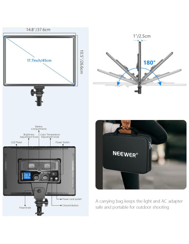 Luz de Video LED Neewer NL288 45W Bi Color 3200K-5600K
