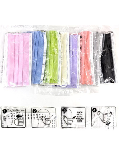 Mascarillas Desechables 3 Capas Individuales 80 Piezas Colores Mascarillas Desechables 3 Capas Individuales 80 Piezas Colores