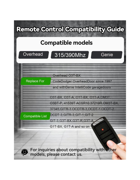 Control Remoto O3T-BX para Puerta de Garaje 315/390MHz Control Remoto O3T-BX para Puerta de Garaje 315/390MHz