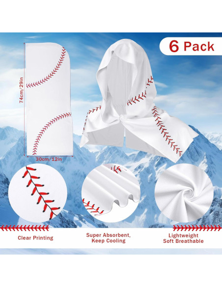 Paquete de 6 Toallas de Enfriamiento Colingmill para Béisbol Paquete de 6 Toallas de Enfriamiento Colingmill para Béisbol