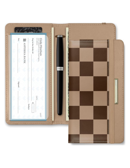 Cubierta de Chequera Kakurookie con Bloqueo RFID - Cuadros Marrón Cubierta de Chequera Kakurookie con Bloqueo RFID - Cuadros Marrón