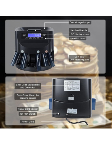 Máquina Contadora de Monedas LCD sxvbdway 500 Monedas 5.5kg