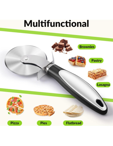 Cortador de Pizza Rainspire de Acero Inoxidable 20cm Antideslizante