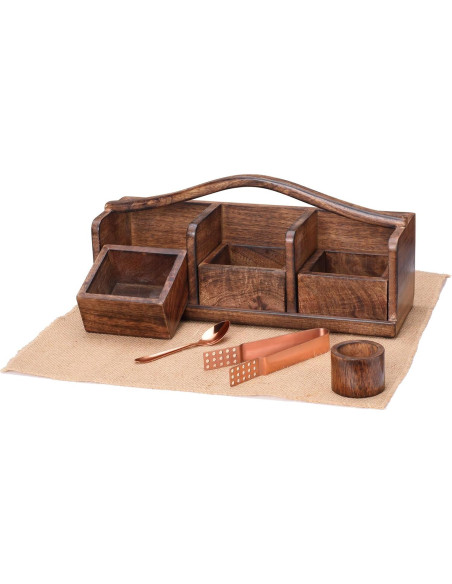 Organizador de Bolsas de Té de Madera Ciencia de la Cocina 3 Compartimentos Organizador de Bolsas de Té de Madera Ciencia de la Cocina 3 Compartimentos