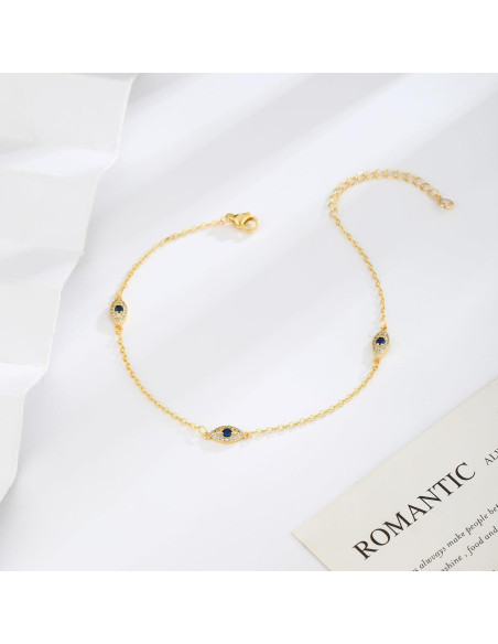 Tobillera de Ojo Maligno Baño de Oro 14K para Mujeres Tobillera de Ojo Maligno Baño de Oro 14K para Mujeres