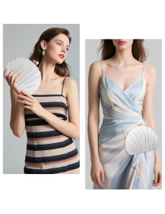 Bolso de Noche Mini Plisado Concha Plata para Mujeres 27x7x17cm 2