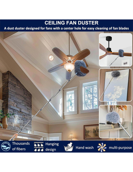 Duster Telescópico Tonmp 3 en 1 para Techos Altos y Ventiladores Duster Telescópico Tonmp 3 en 1 para Techos Altos y Ventiladores