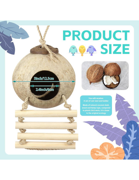 Nido de Pájaro de Cáscara de Coco CZWESTC con Escalera Nido de Pájaro de Cáscara de Coco CZWESTC con Escalera