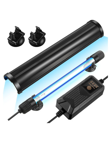 Luz UV para Acuario Qualirey 11W con Temporizador y Capucha Luz UV para Acuario Qualirey 11W con Temporizador y Capucha