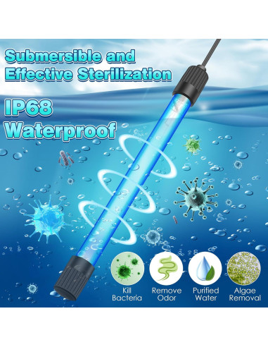 Luz UV para Acuario Qualirey 11W con Temporizador y Capucha