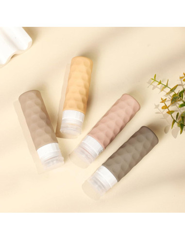 Botellas de Viaje Silevoler 4pcs 89ml Silicona a Prueba de Fugas