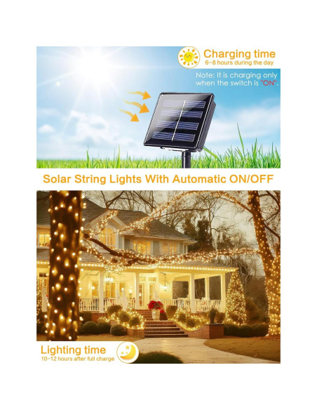 Luces de Cadena Solares BHCLIGHT 80FT 200LED Impermeables Luces de Cadena Solares BHCLIGHT 80FT 200LED Impermeables