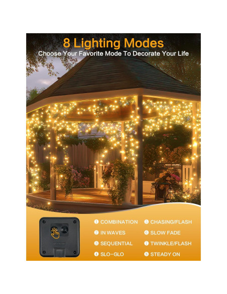 Luces de Cadena Solares BHCLIGHT 80FT 200LED Impermeables Luces de Cadena Solares BHCLIGHT 80FT 200LED Impermeables