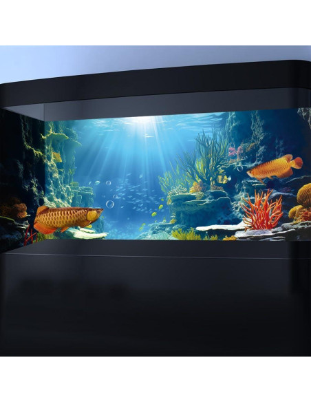 Fondo de Acuario 3D Azul Dtekoj 60x30cm con Cintas EVA Fondo de Acuario 3D Azul Dtekoj 60x30cm con Cintas EVA