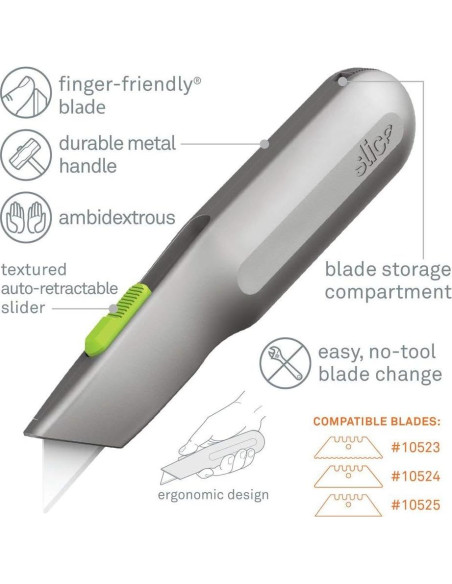 Cuchillo Utilitario Retráctil Slice 10491 Mango Metálico Cuchillo Utilitario Retráctil Slice 10491 Mango Metálico