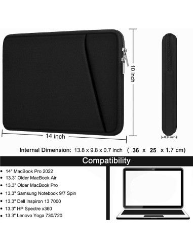 Funda para Laptop Askuko 13-14" Negra, Protección Acolchada