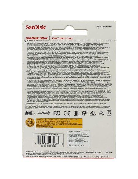 Tarjeta de Memoria SanDisk Ultra 32GB SDHC UHS-I 90MB/s Tarjeta de Memoria SanDisk Ultra 32GB SDHC UHS-I 90MB/s