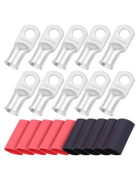 Conectores de Terminal de Anillo iGreely 1/0 AWG Cobre Estañado 10 Pcs Conectores de Terminal de Anillo iGreely 1/0 AWG Cobre Estañado 10 Pcs