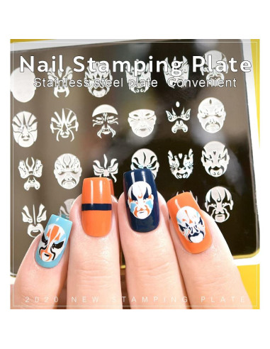 Placa de Estampado de Uñas KADS CN020 - Acero Inoxidable 7.99x6.99cm