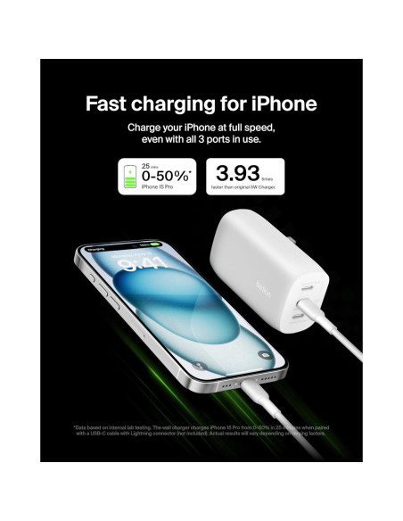 Cargador de Pared Belkin 67W USB-C 3 Puertos - Paquete de 2 Cargador de Pared Belkin 67W USB-C 3 Puertos - Paquete de 2