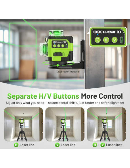 Nivel Láser Huepar HY03CG-L 3x360 Verde Autonivelante Nivel Láser Huepar HY03CG-L 3x360 Verde Autonivelante