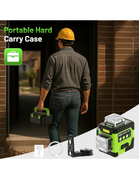 Nivel Láser Huepar HY03CG-L 3x360 Verde Autonivelante Nivel Láser Huepar HY03CG-L 3x360 Verde Autonivelante