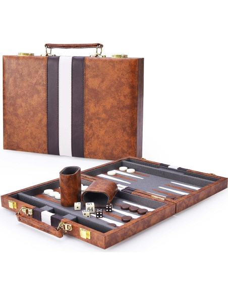 Juego de Damas AMEROUS Plegable 11" con Funda de Cuero Juego de Damas AMEROUS Plegable 11" con Funda de Cuero