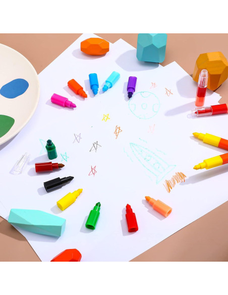 Crayones Apilables Marspark 20 Pcs 12 Colores para Niños Crayones Apilables Marspark 20 Pcs 12 Colores para Niños