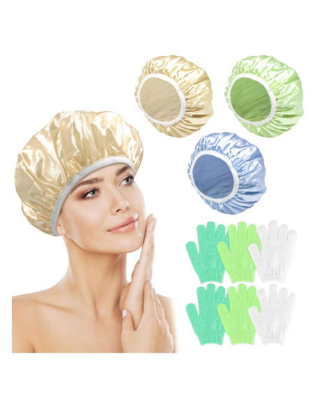 Gorros de Ducha Reutilizables Mis Cosas Novedosas 3PC Gorros de Ducha Reutilizables Mis Cosas Novedosas 3PC