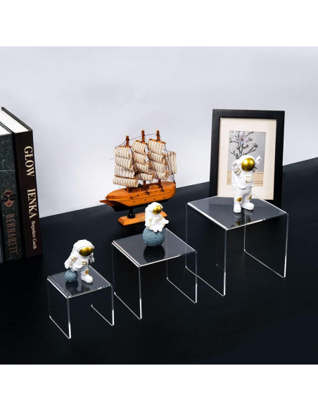 Soportes de Exhibición Acrílicos HIIMIEI 2 Juegos 3 Niveles 15x10x12 cm Soportes de Exhibición Acrílicos HIIMIEI 2 Juegos 3 Niveles 15x10x12 cm