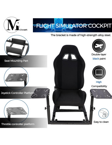 Cockpit Simulador de Vuelo Minneer Ajustable Negro