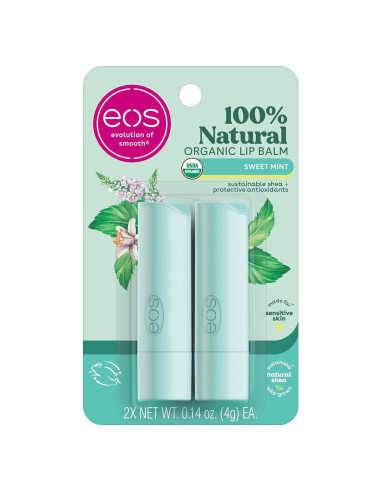 Bálsamo Labial Orgánico eos Menta Dulce 4 g - Paquete de 2