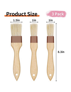 Set de 3 Brochas de Pastelería Yeestone - Cerdas Naturales 2