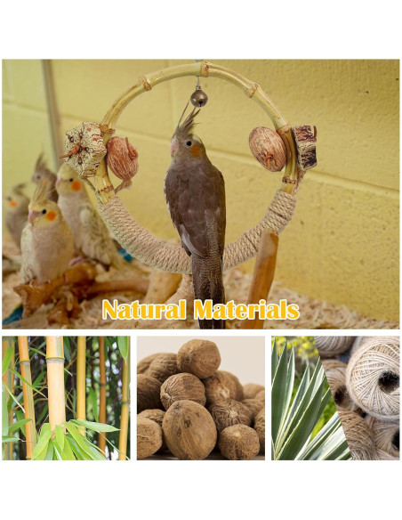 Columpio Circular de Bambú MUYG con Nueces para Aves 17.78 cm Columpio Circular de Bambú MUYG con Nueces para Aves 17.78 cm