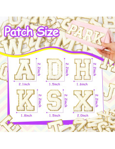 Parche de Letras Chenille Autoadhesivas NICEVINYL 26pcs 2