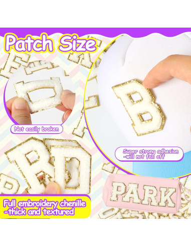 Parche de Letras Chenille Autoadhesivas NICEVINYL 26pcs