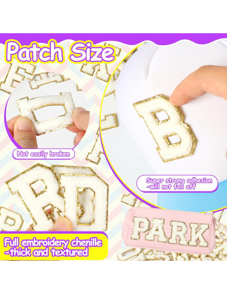 Parche de Letras Chenille Autoadhesivas NICEVINYL 26pcs Parche de Letras Chenille Autoadhesivas NICEVINYL 26pcs