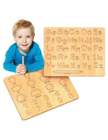 Tablero de Letras de Madera LOOIKOOS para Aprender a Escribir