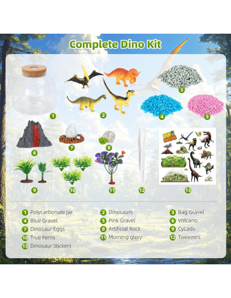 Terrario Iluminado Ednzion Dinosaurios DIY 15x15cm Terrario Iluminado Ednzion Dinosaurios DIY 15x15cm