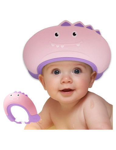 Gorro de Ducha para Bebés TinyGuardian - Dinosaurio Rosa