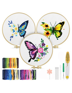 Kit de Bordado TINDTOP para Principiantes Adultos - Mariposa y Flor