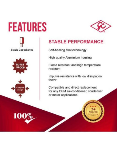 Capacitor de Arranque OVAL 5uF 370V/440V Globe CBB65