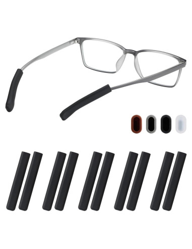 Cojines para orejas de gafas Omnful - 5 pares negros antideslizantes