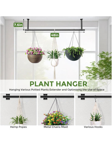 Soporte de Planta Colgante Mogaath 121.92 cm Negro Metal