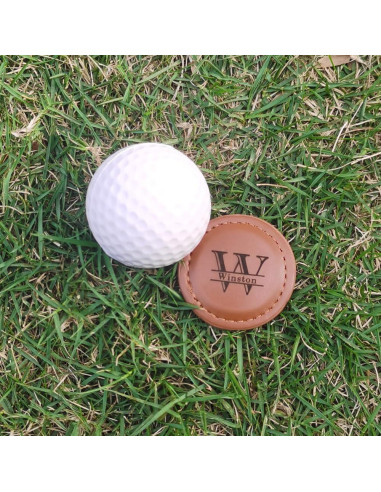 Marcadores de Golf Personalizados Asbanzerks - Juego de 2 de Cuero
